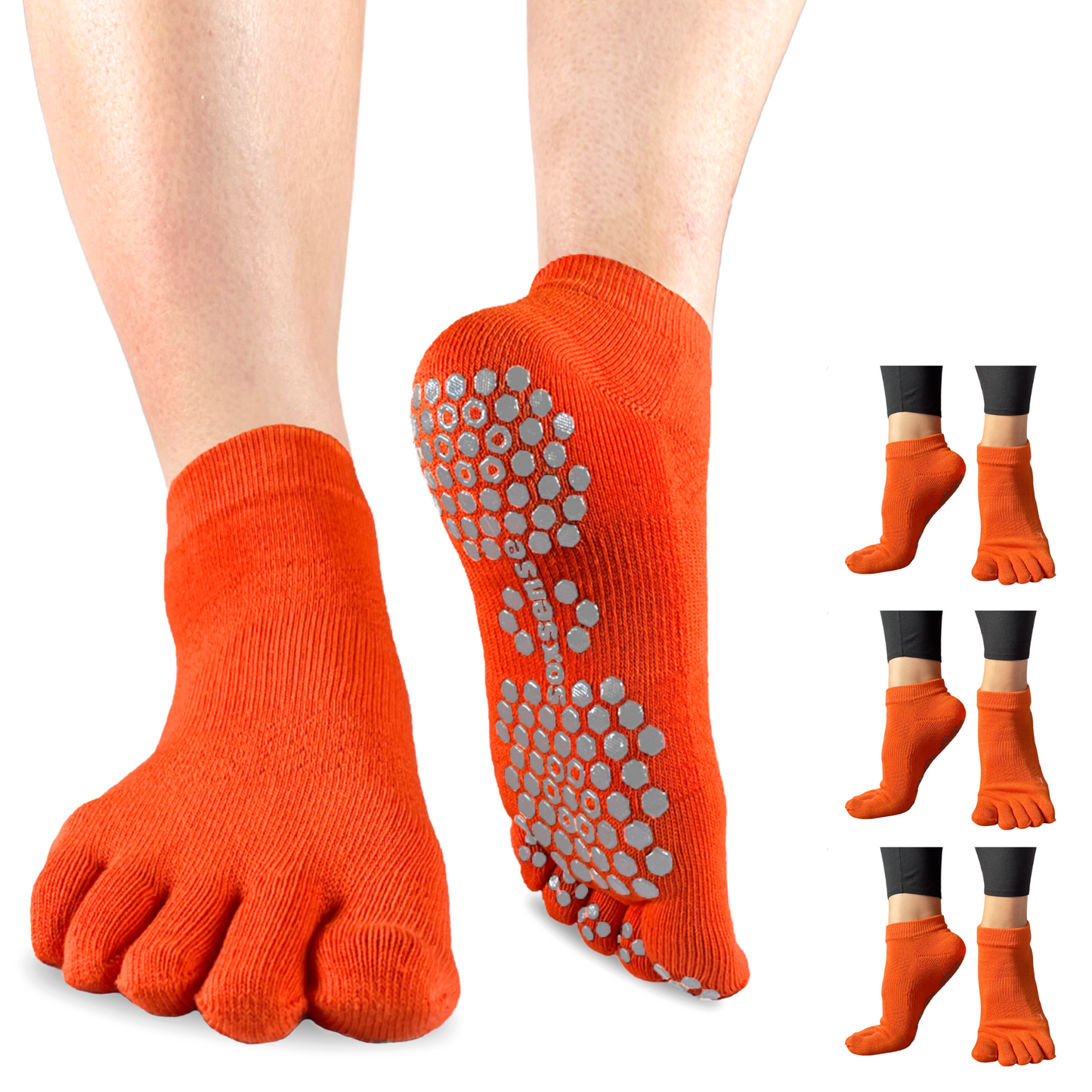 3 Pairs Ankle Grip Toe Socks with Cushion