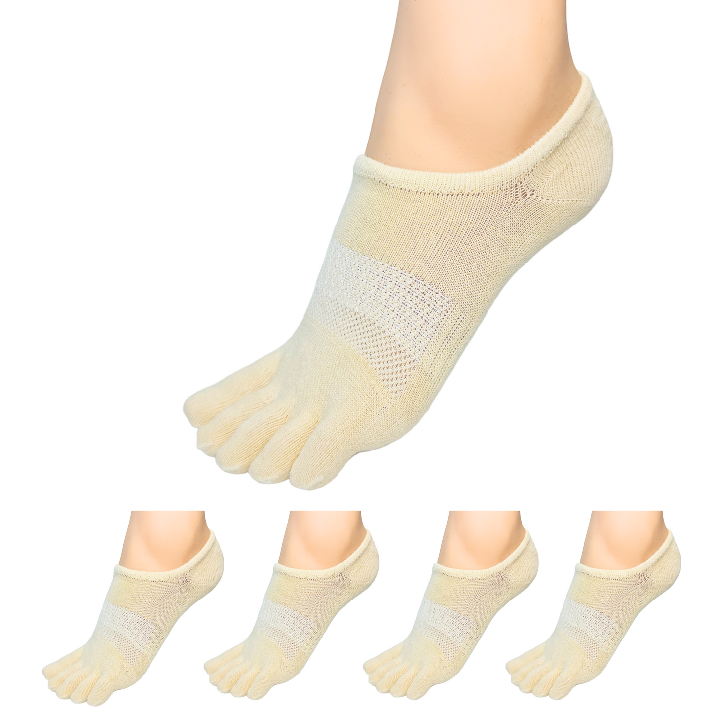 4 Pairs No Show Toe Socks Liner