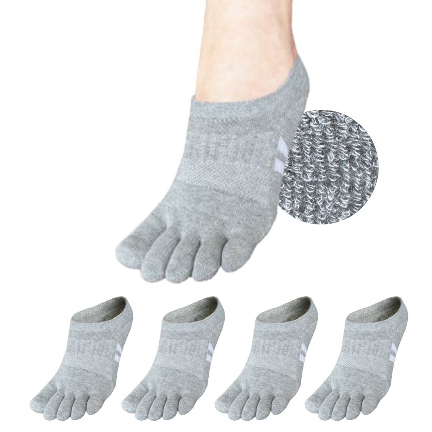 4 Pair Cushion No Show Toe Socks