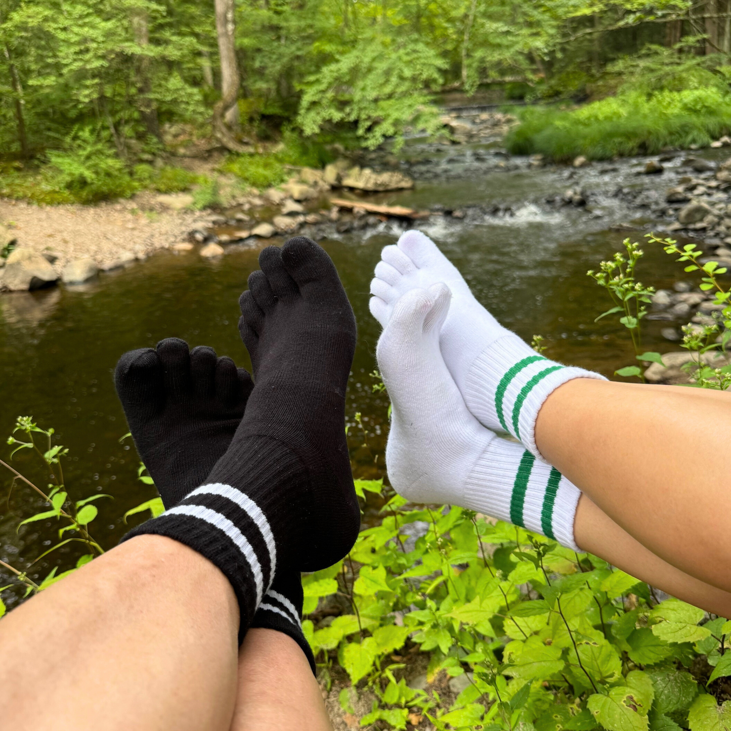 3 Pairs Vintage Stripes Quarter Toe Socks