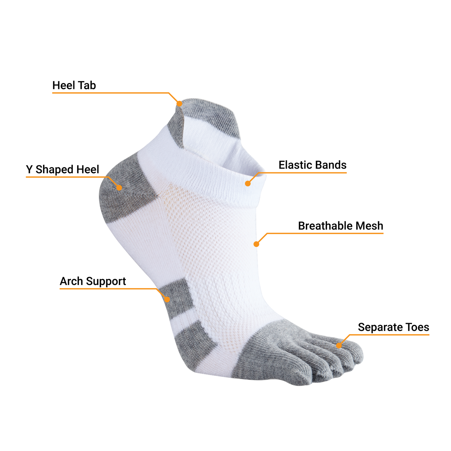 4 Pairs Premium Cotton Toe Socks Lightweight