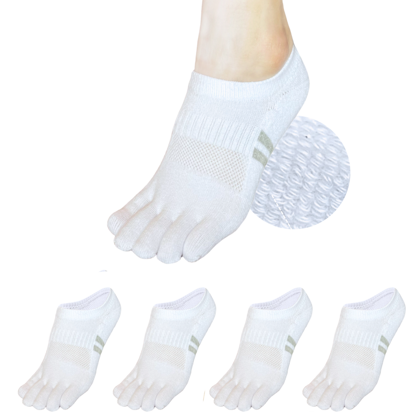 4 Pair Cushion No Show Toe Socks