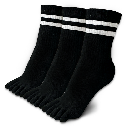 3 Pairs Vintage Stripes Quarter Toe Socks