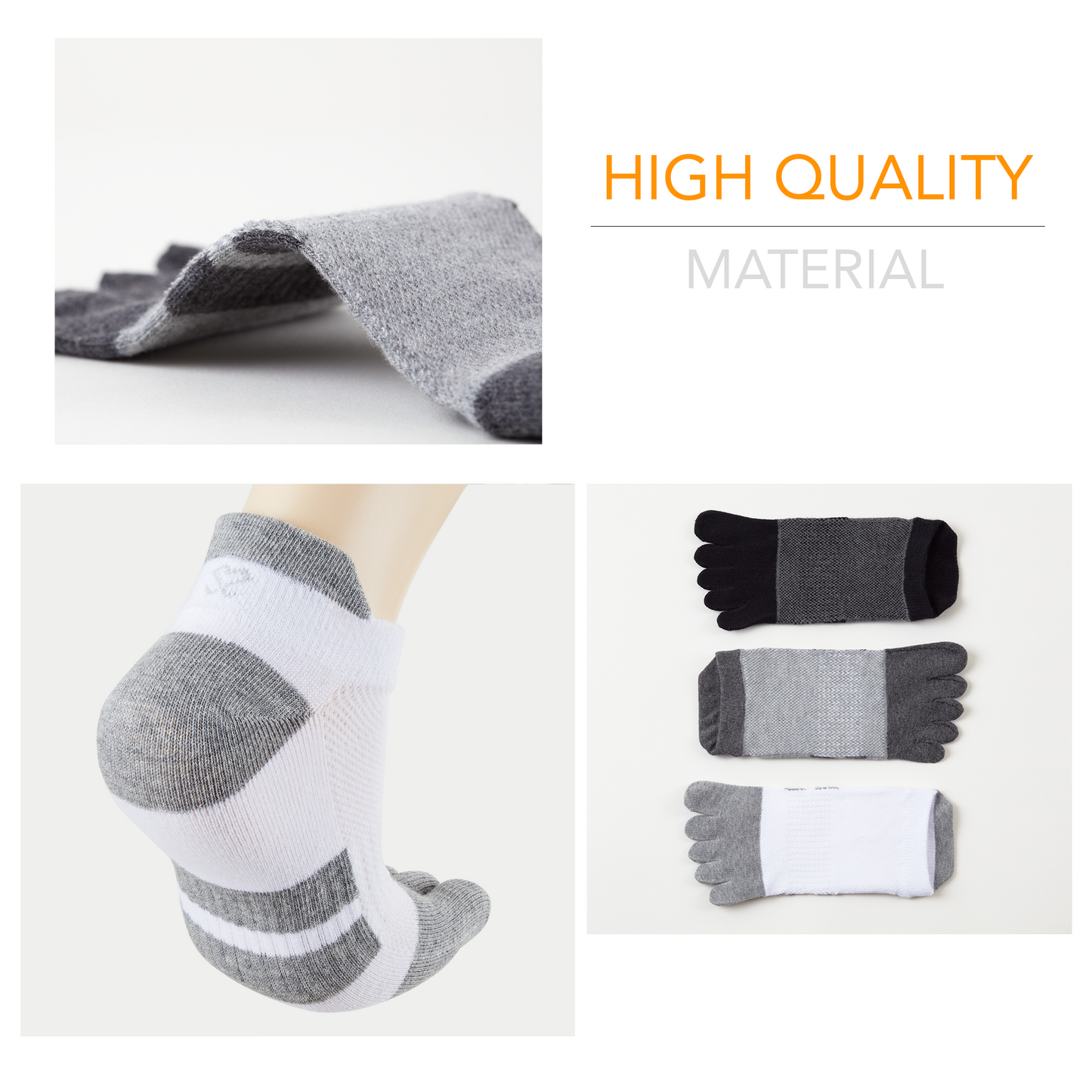 4 Pairs Premium Cotton Toe Socks Lightweight